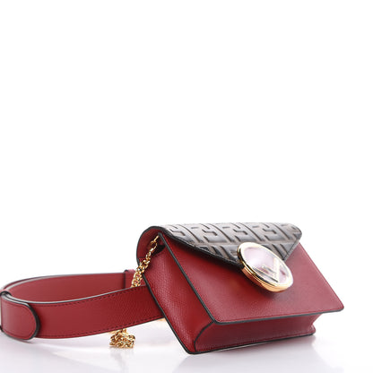 Fendi Vitello Cruise F is Fendi Bi-Color FF 1974 Embossed Envelope Belt Bag Maya Black Fragola 5 of 11