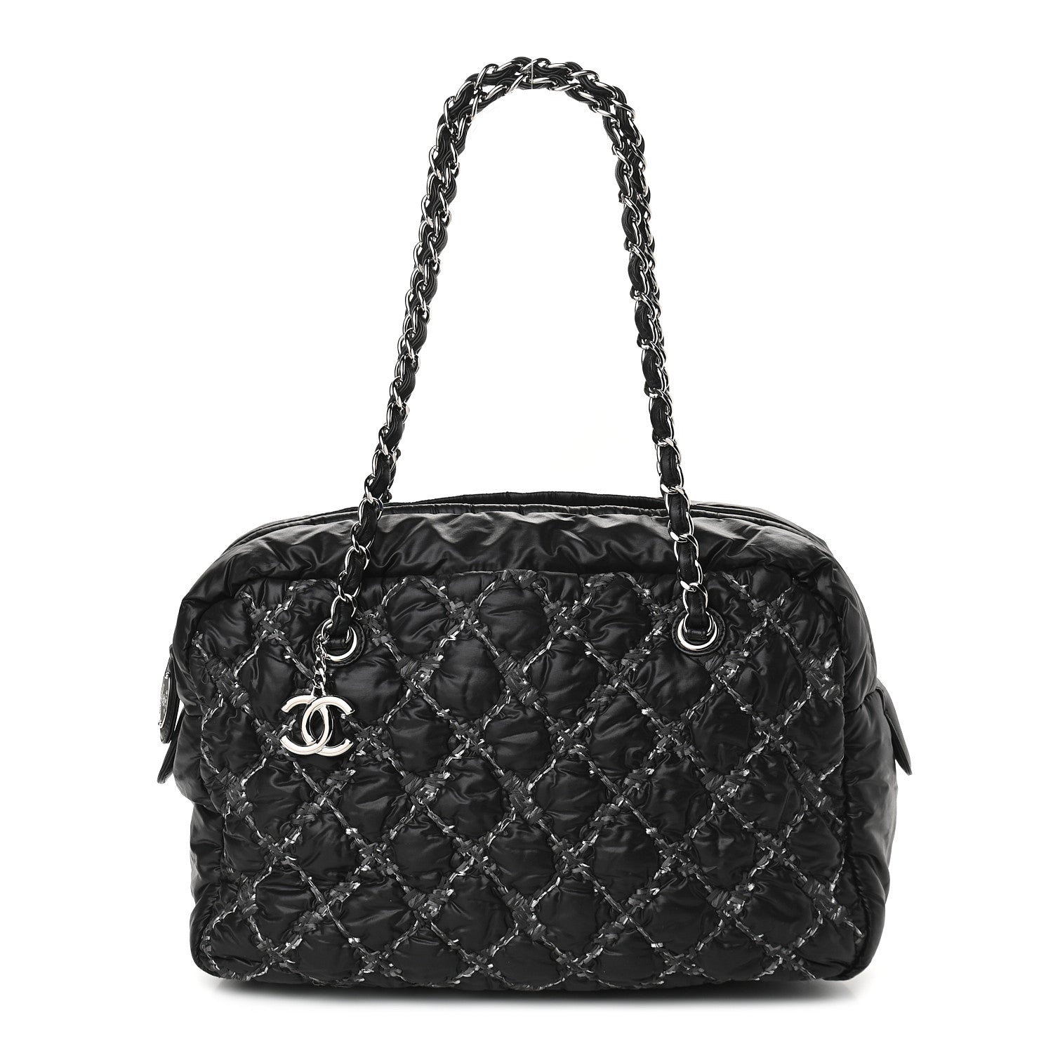 Chanel Nylon Quilted Tweed Stitch Bubble Camera Case Black 1 of 10
