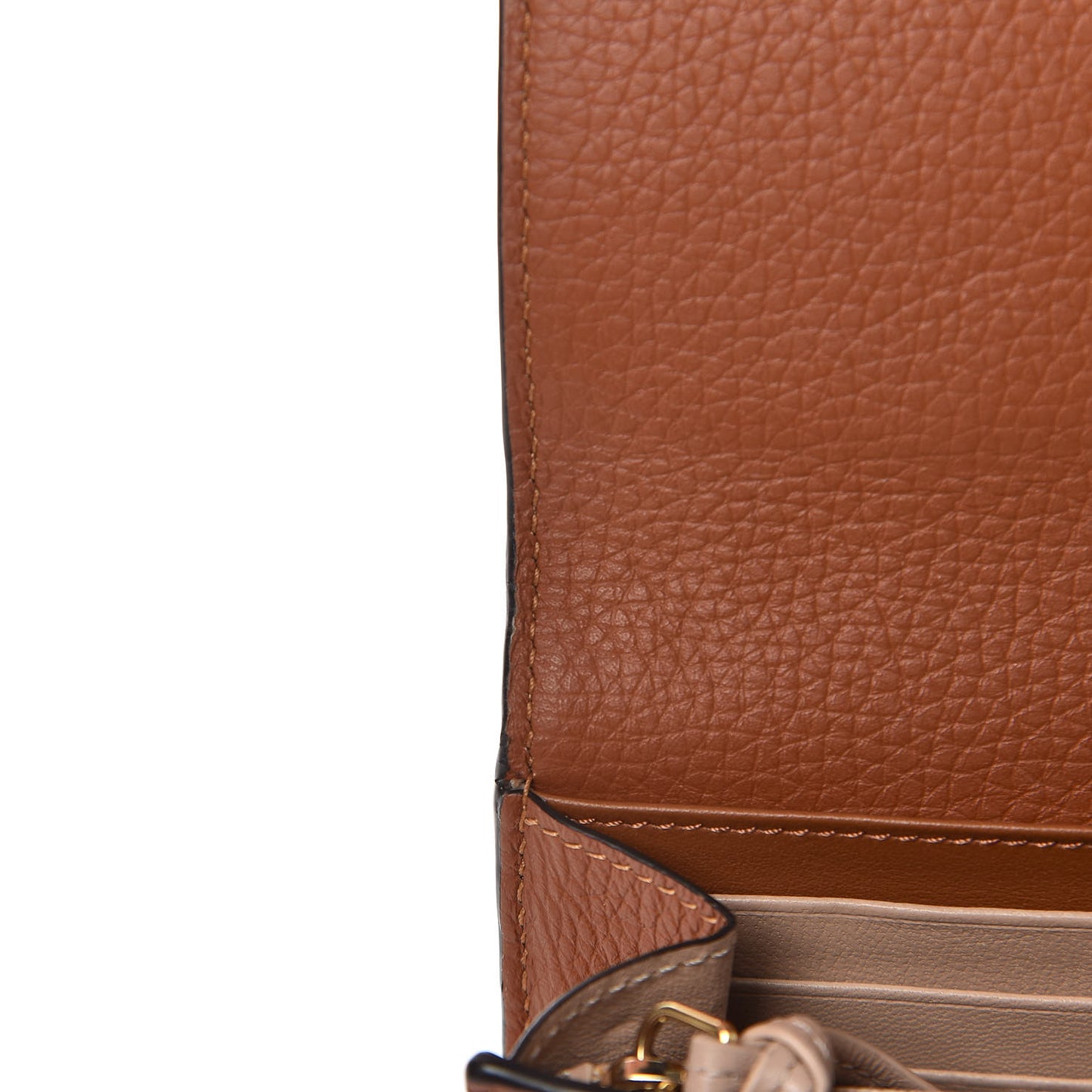 Calfskin Alphabet Long Wallet Brown