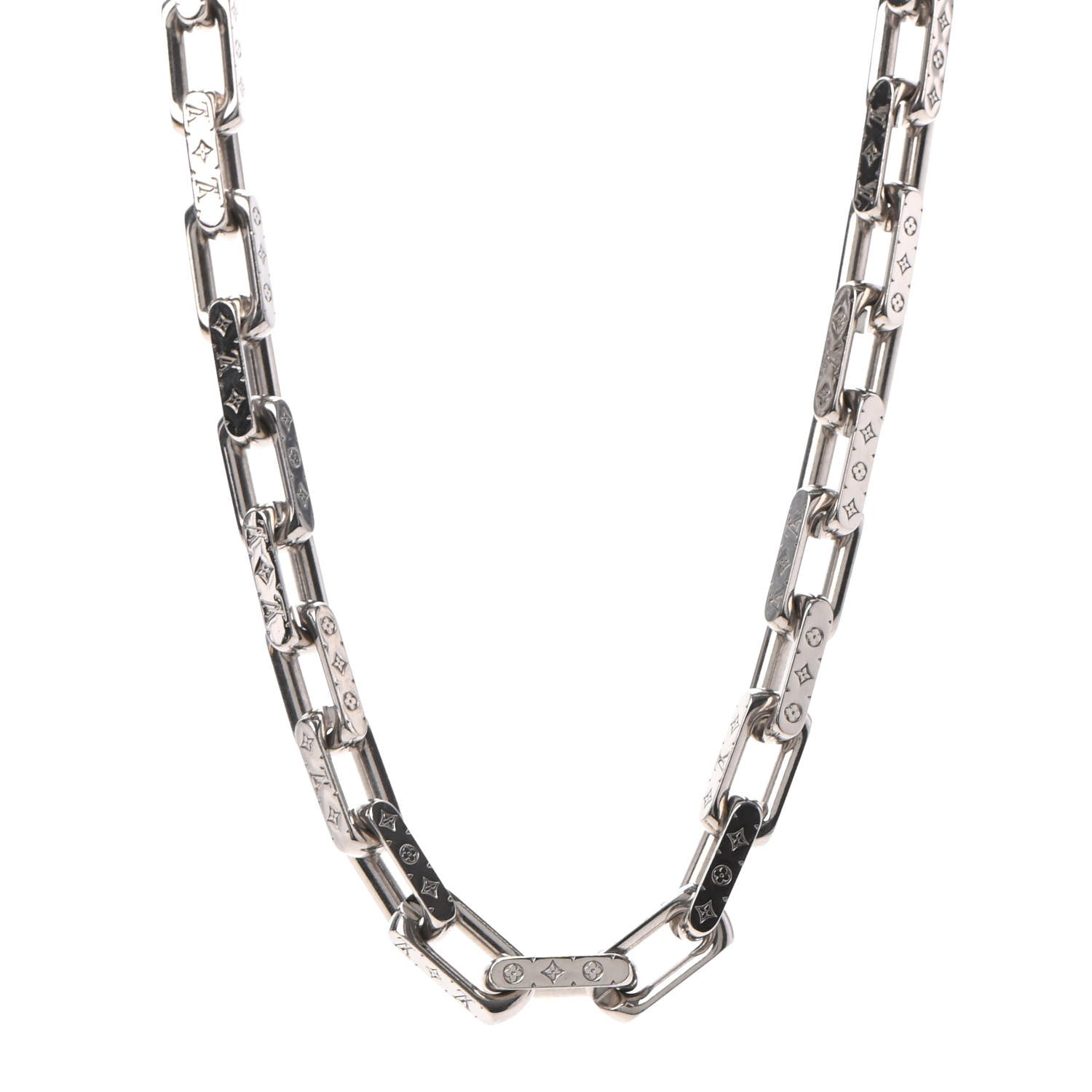 Louis Vuitton Monogram Chain Necklace Silver 1 of 4