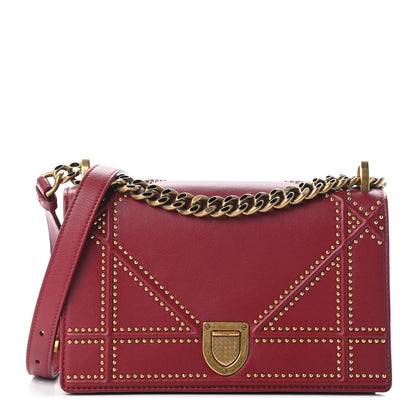 Christian Dior Calfskin Studded Medium Diorama Flap Bag Red 1 of 8