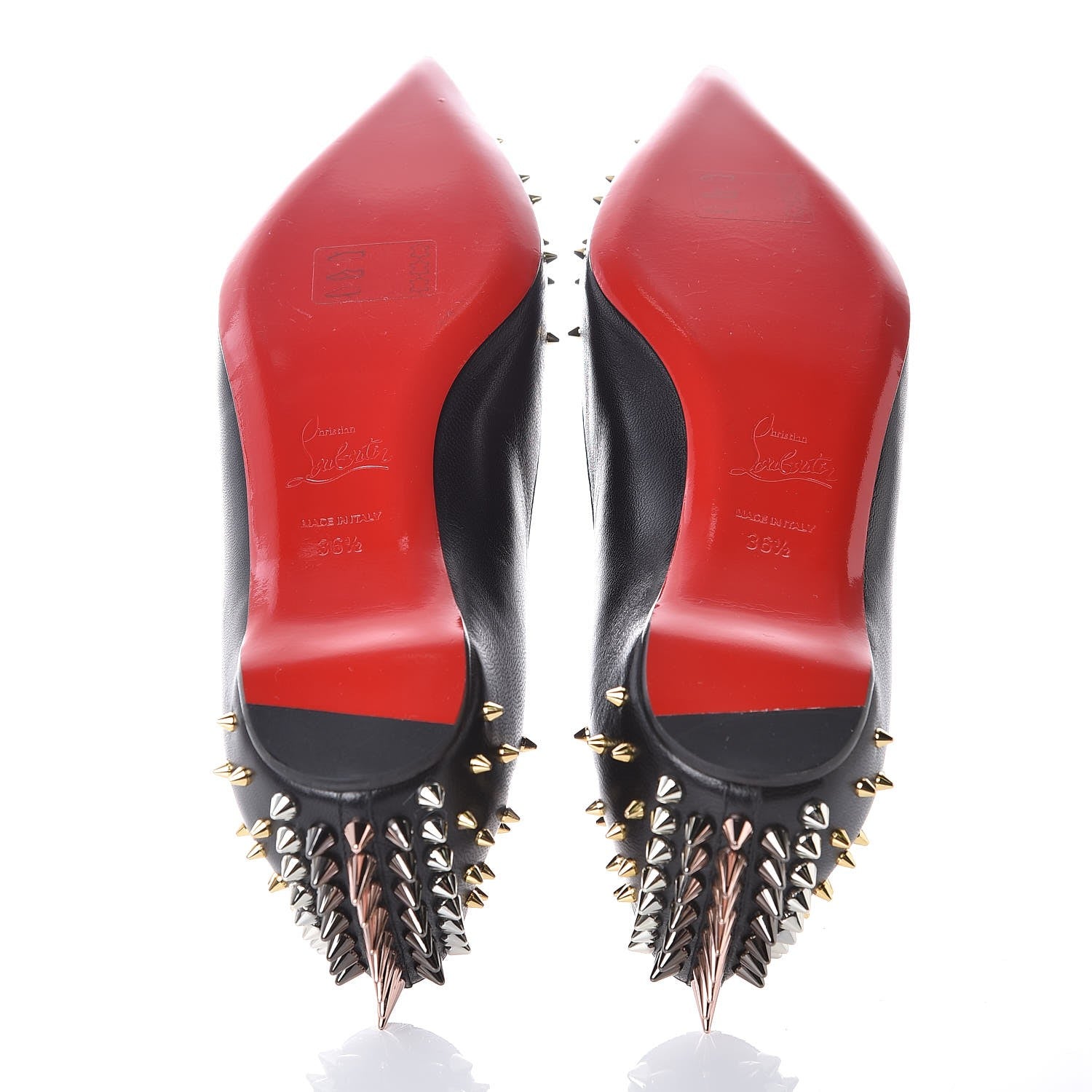 Christian Louboutin Nappa Goldoflat Spikes Flats 36.5 Black 5 of 7