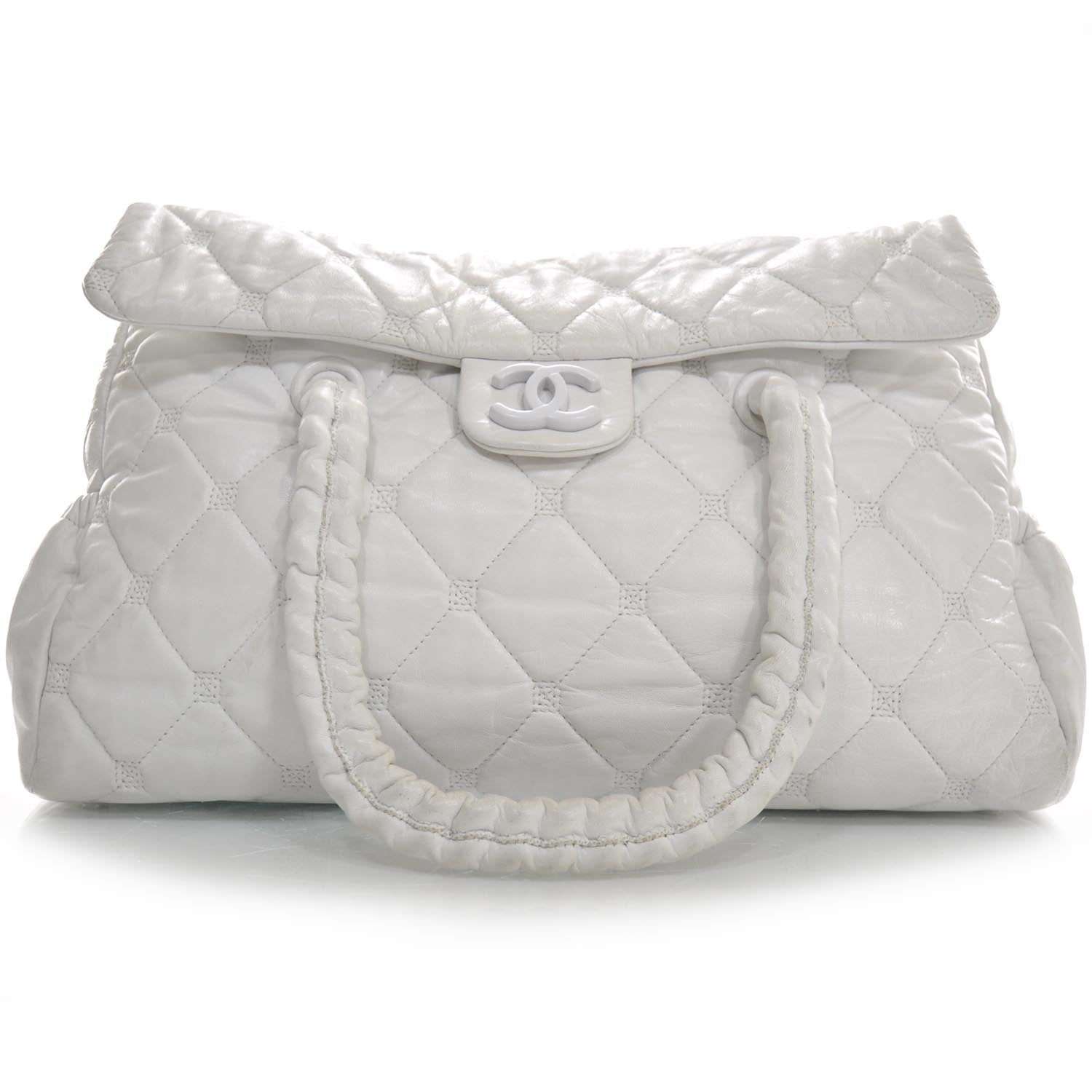 Chanel Quilted Lambskin Large Hidden Chain Tote White 1 of 12