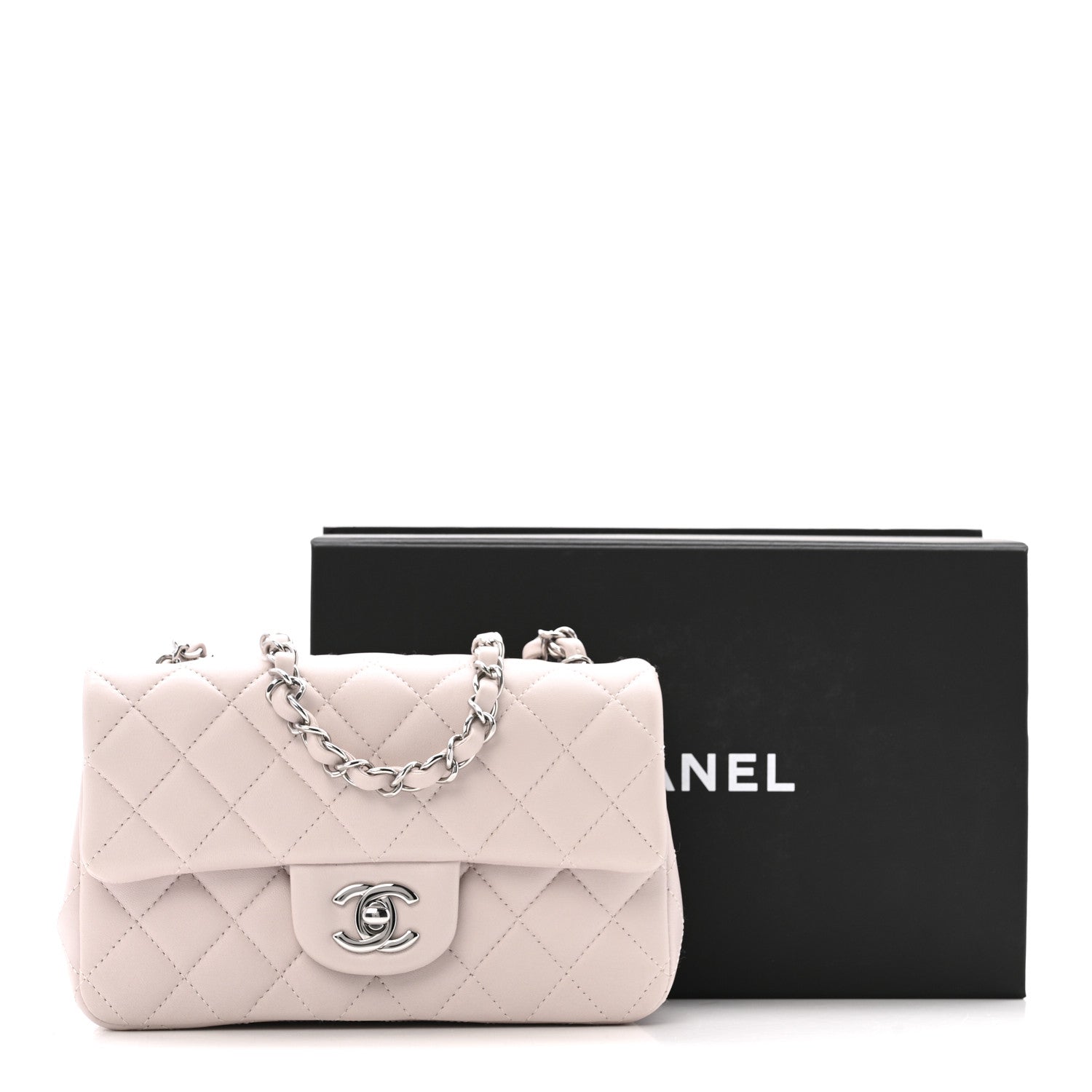 Chanel Lambskin Quilted Mini Rectangular Flap Light Purple 14 of 14