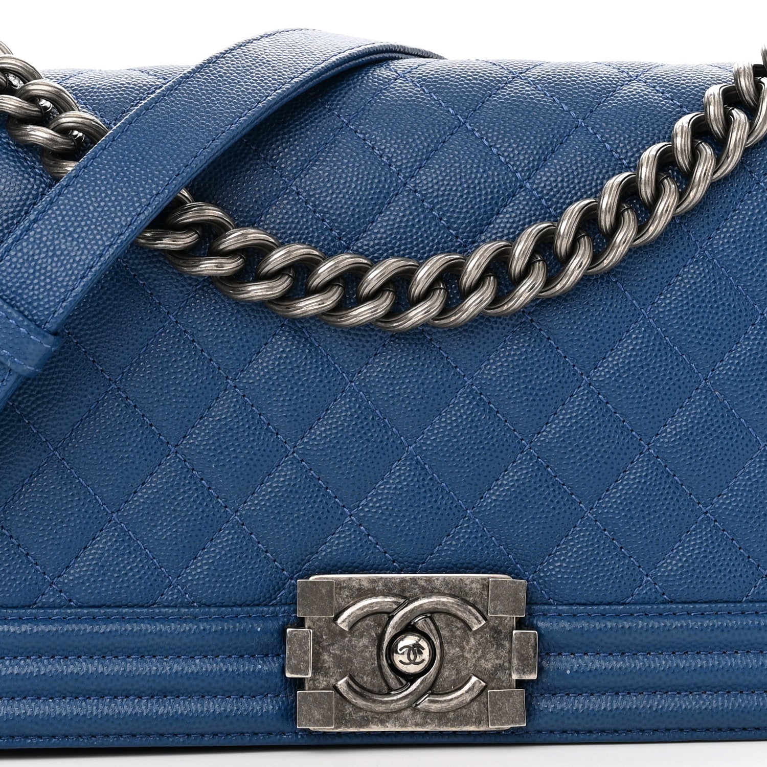 Chanel Caviar Quilted Medium Boy Flap Blue 7 of 12