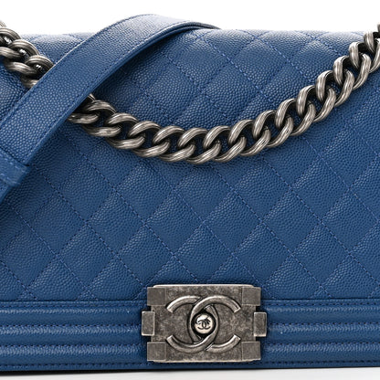 Chanel Caviar Quilted Medium Boy Flap Blue 7 of 12