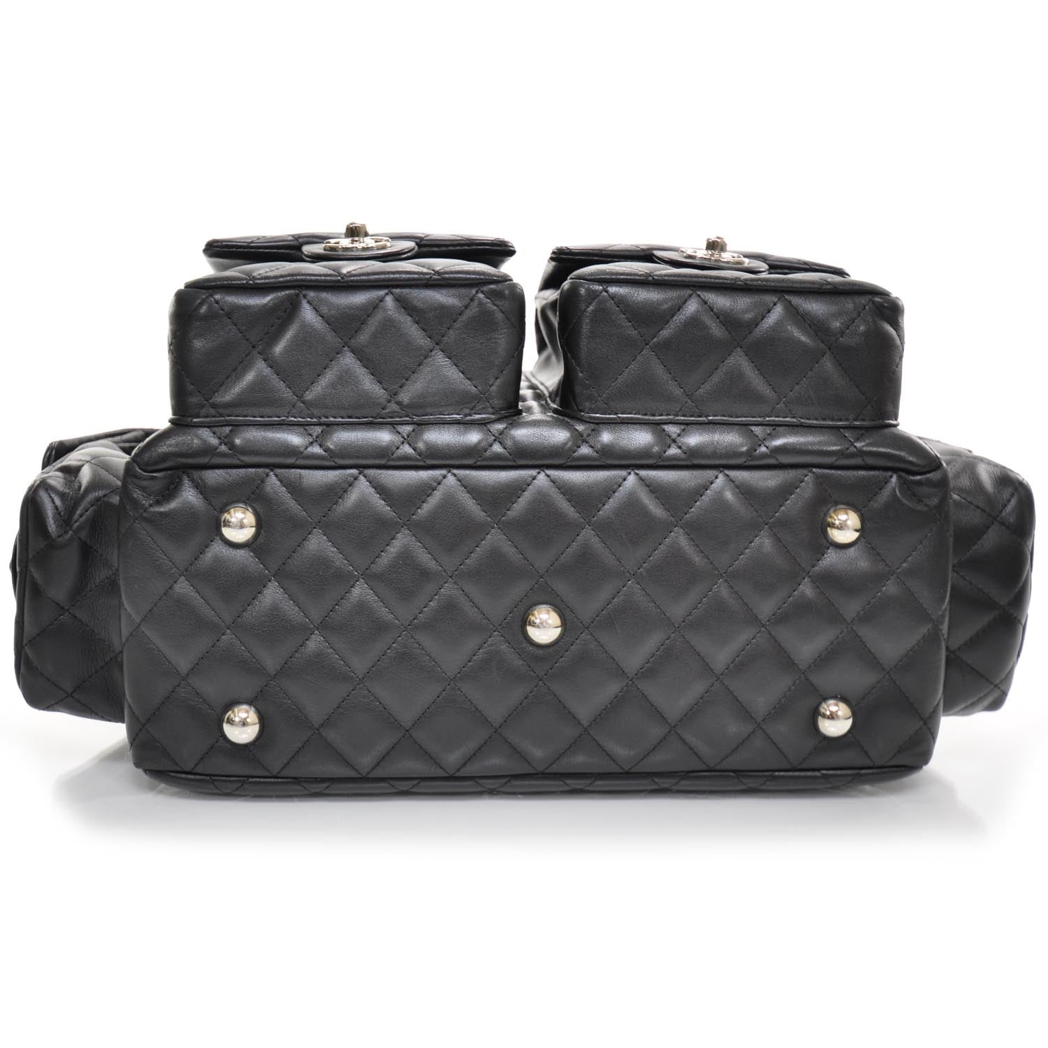 Chanel Calfskin Quilted Large Cambon Multipocket Reporter Black White 5 of 15