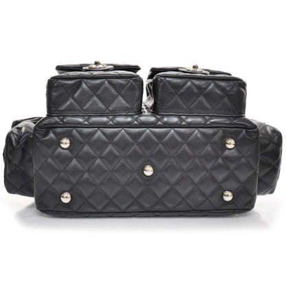Chanel Calfskin Quilted Large Cambon Multipocket Reporter Black White 5 of 15