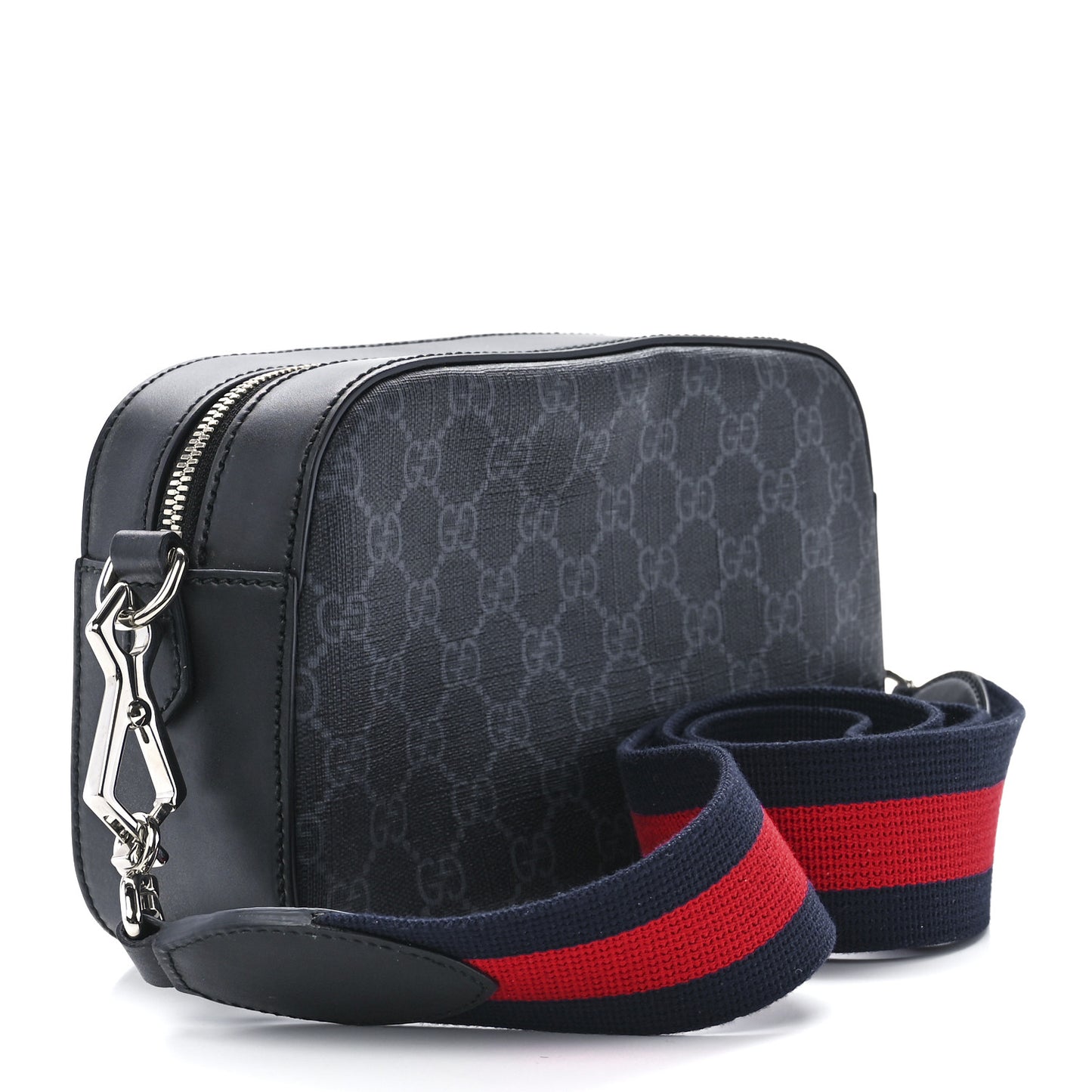 GG Supreme Monogram Web Shoulder Bag Black Grey