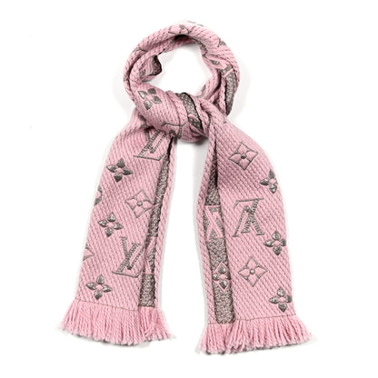 Louis Vuitton Wool Silk Logomania Shine Scarf Pink 1 of 3