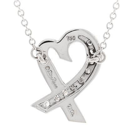 Tiffany 18k White Gold Diamond Small Paloma Picasso Loving Heart Necklace 4 of 5