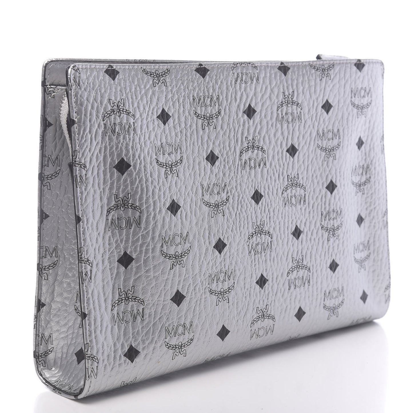 Metallic Visetos Zip Pouch Silver