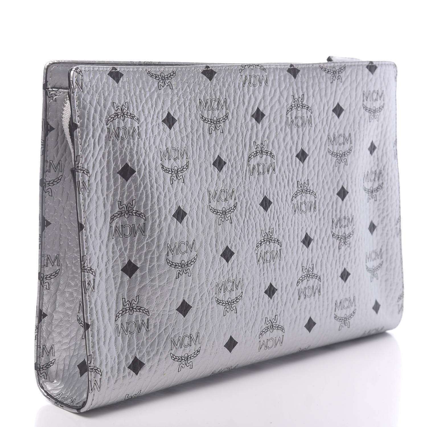 MCM Metallic Visetos Zip Pouch Silver 3 of 9