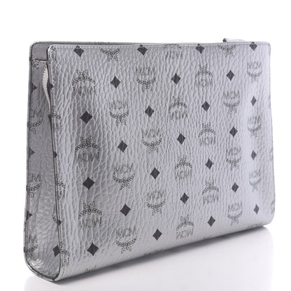 MCM Metallic Visetos Zip Pouch Silver 3 of 9