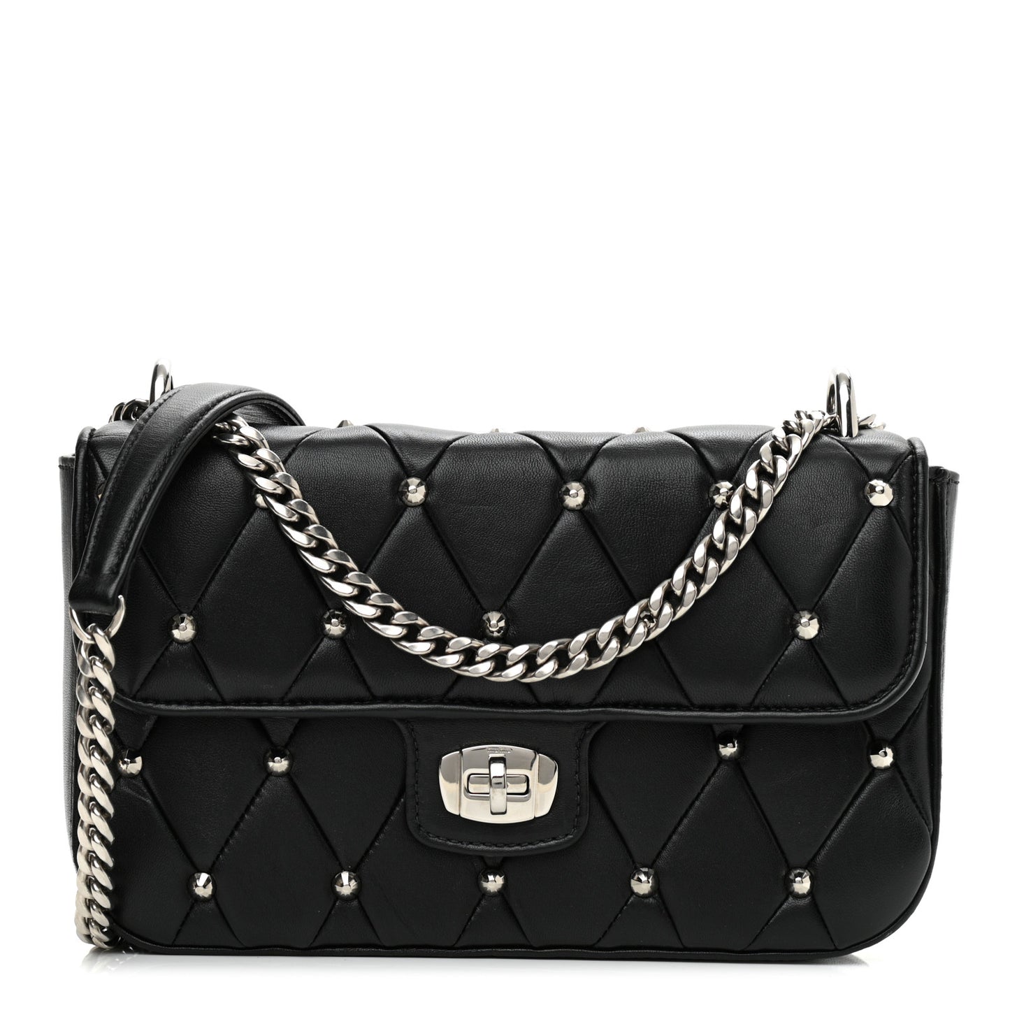 Pattina Nappa Crystal Studded Flap Bag Black