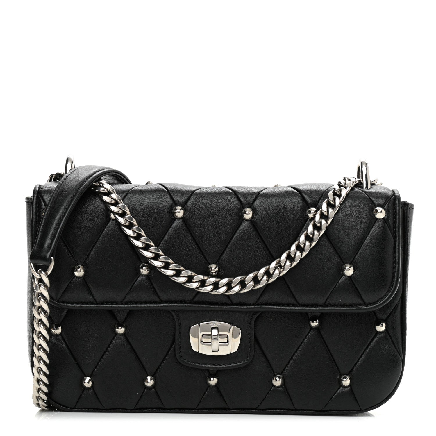 Miu Miu Pattina Nappa Crystal Studded Flap Bag Black 1 of 8