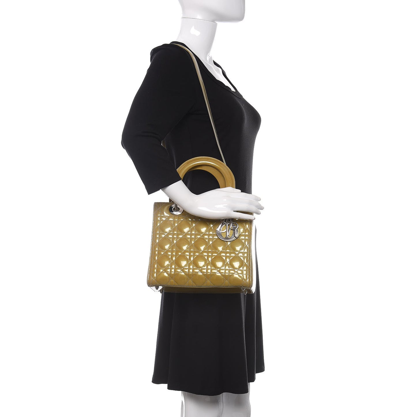 Patent Cannage Medium Lady Dior Grey