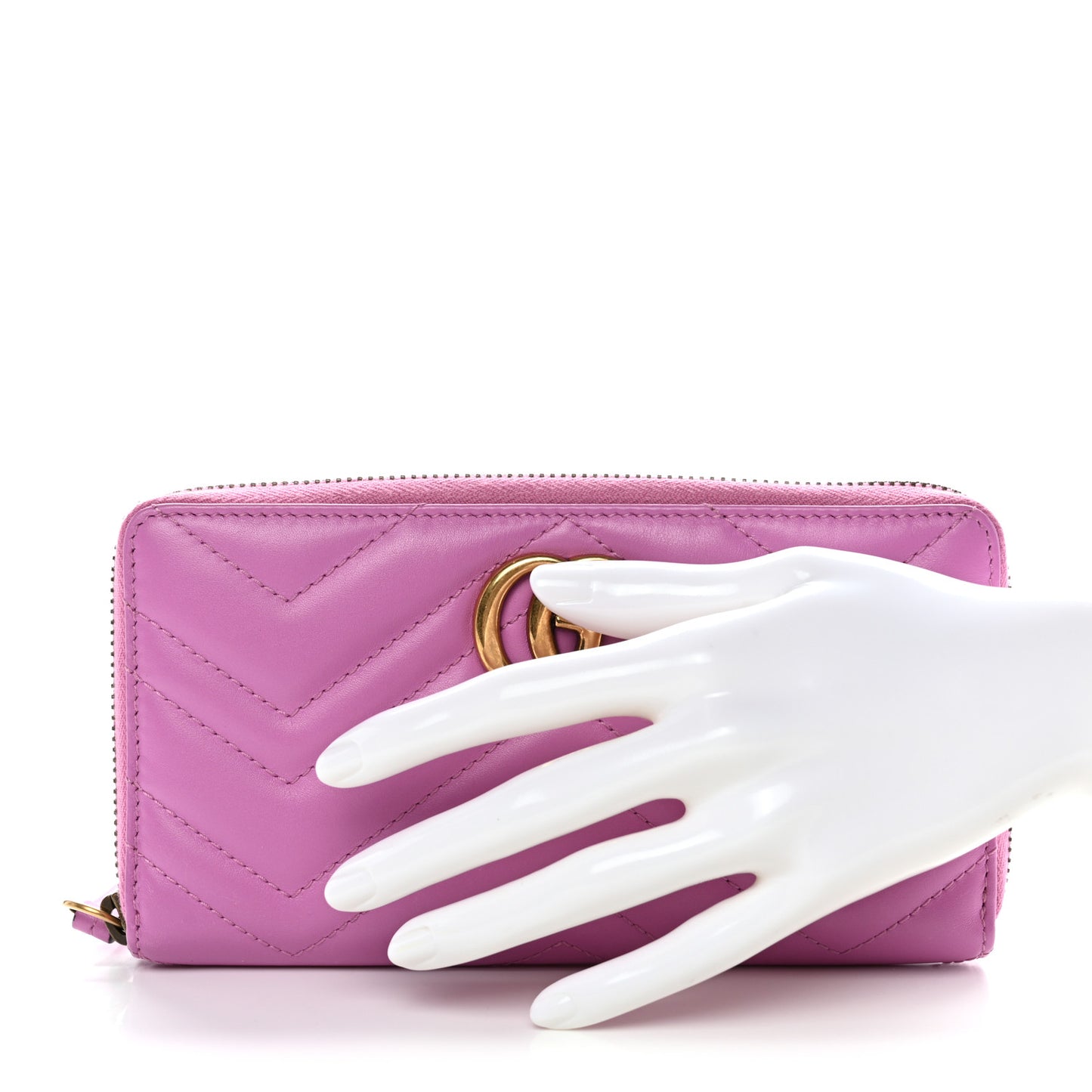 Calfskin Matelasse GG Marmont Zip Around Wallet Pink