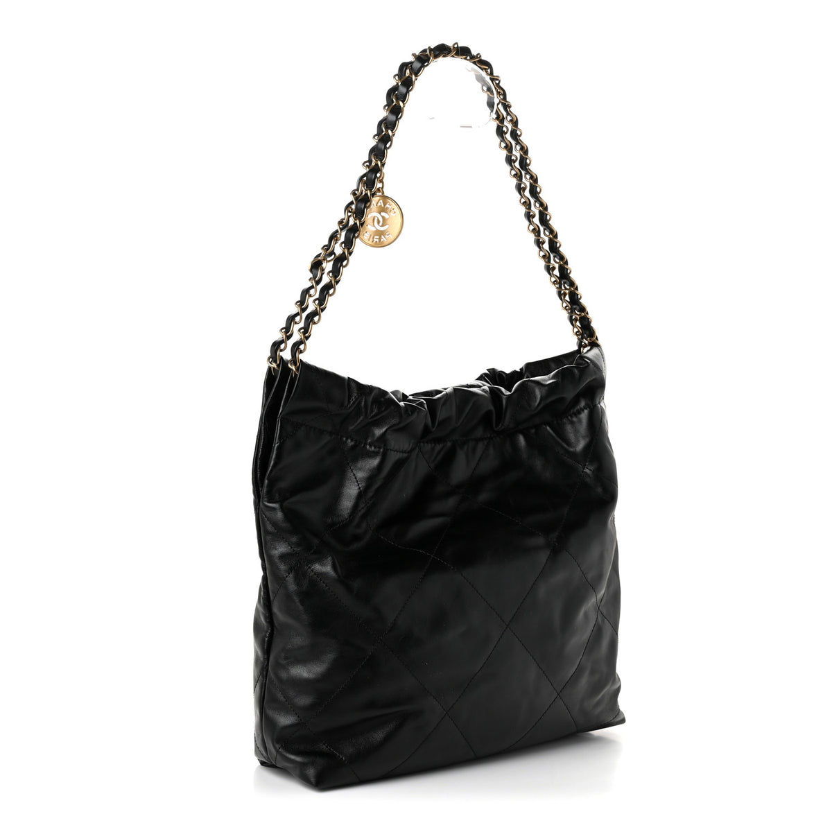 Shiny Calfskin Quilted Small Chanel 22  Black