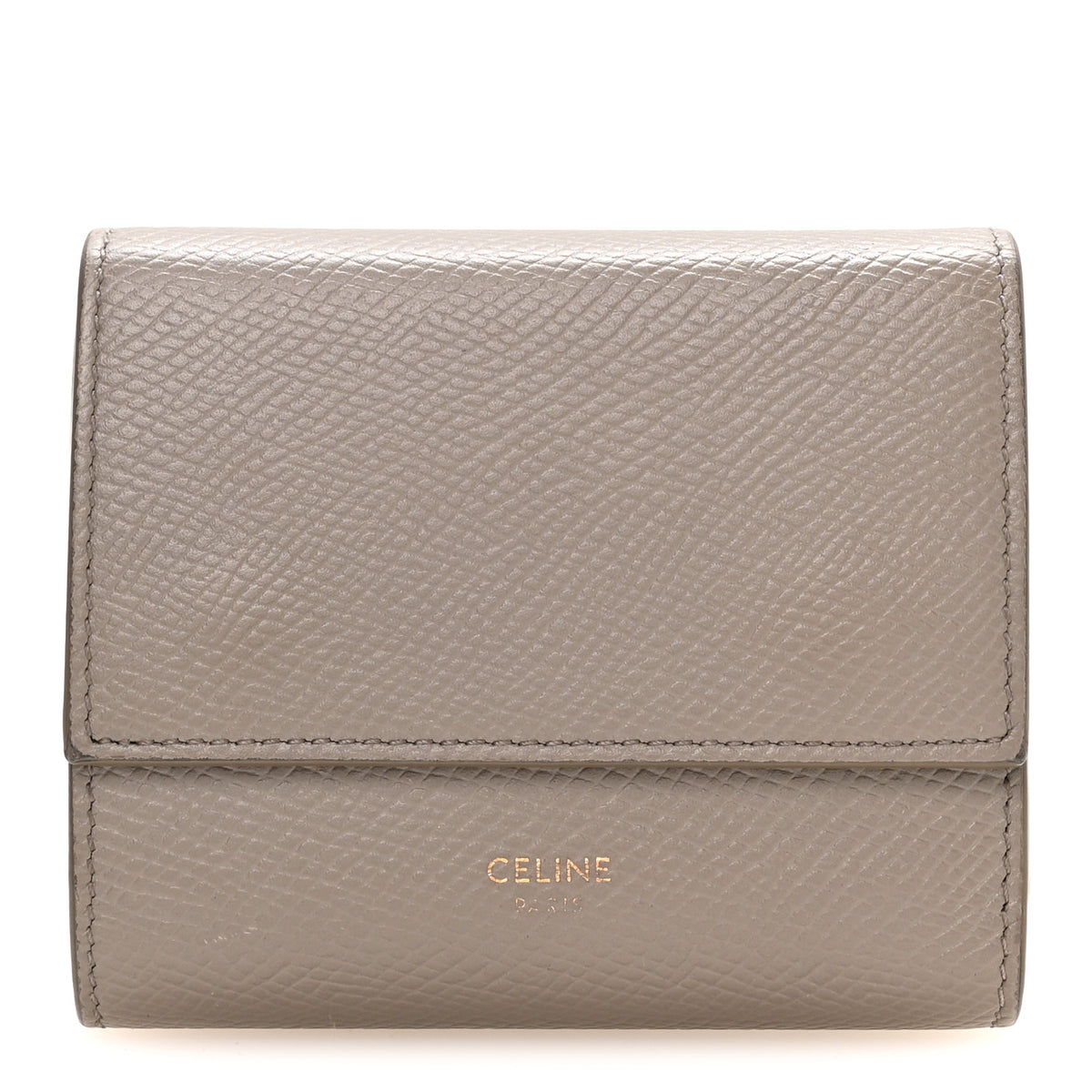 Celine Grained Calfskin Small Tri-Fold Wallet Pebble 1 of 9