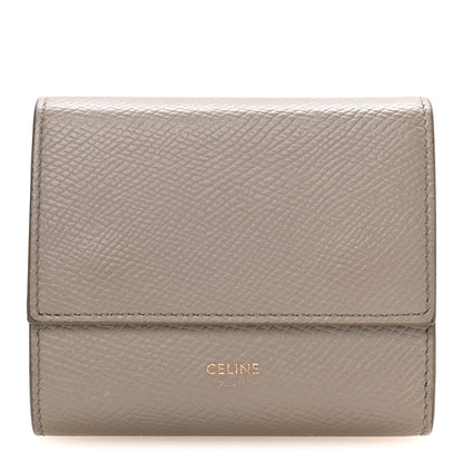 Celine Grained Calfskin Small Tri-Fold Wallet Pebble 1 of 9