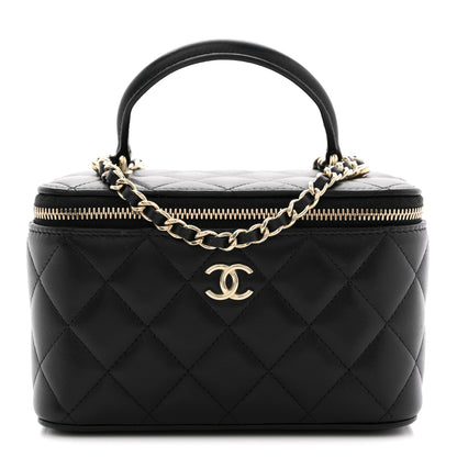 Chanel Lambskin Quilted Small Top Handle Vanity Case With Chain Black 1 of 10