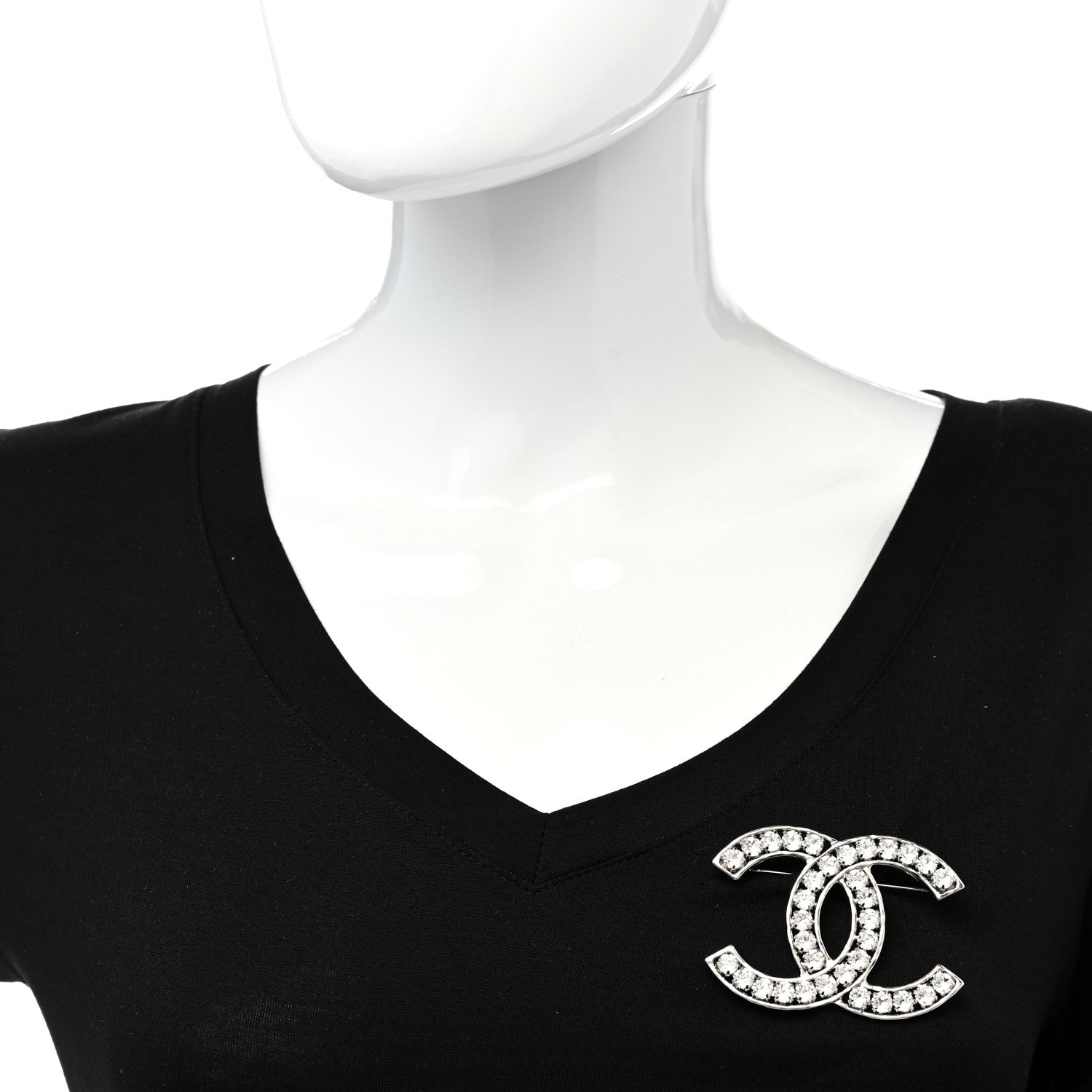 Chanel Crystal Large CC Brooch Silver 2 of 4