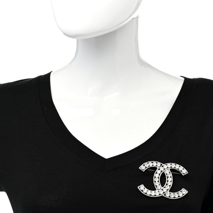Chanel Crystal Large CC Brooch Silver 2 of 4