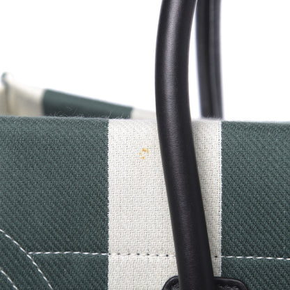 Celine Cotton Canvas Striped Medium Phantom Luggage White Green 8 of 12