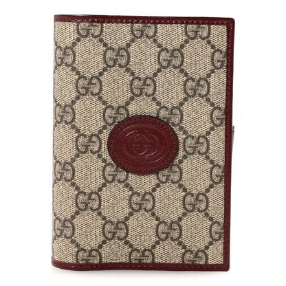 Gucci GG Supreme Monogram Azalea Calfskin Retro Interlocking G Passport Case Beige Red 1 of 8
