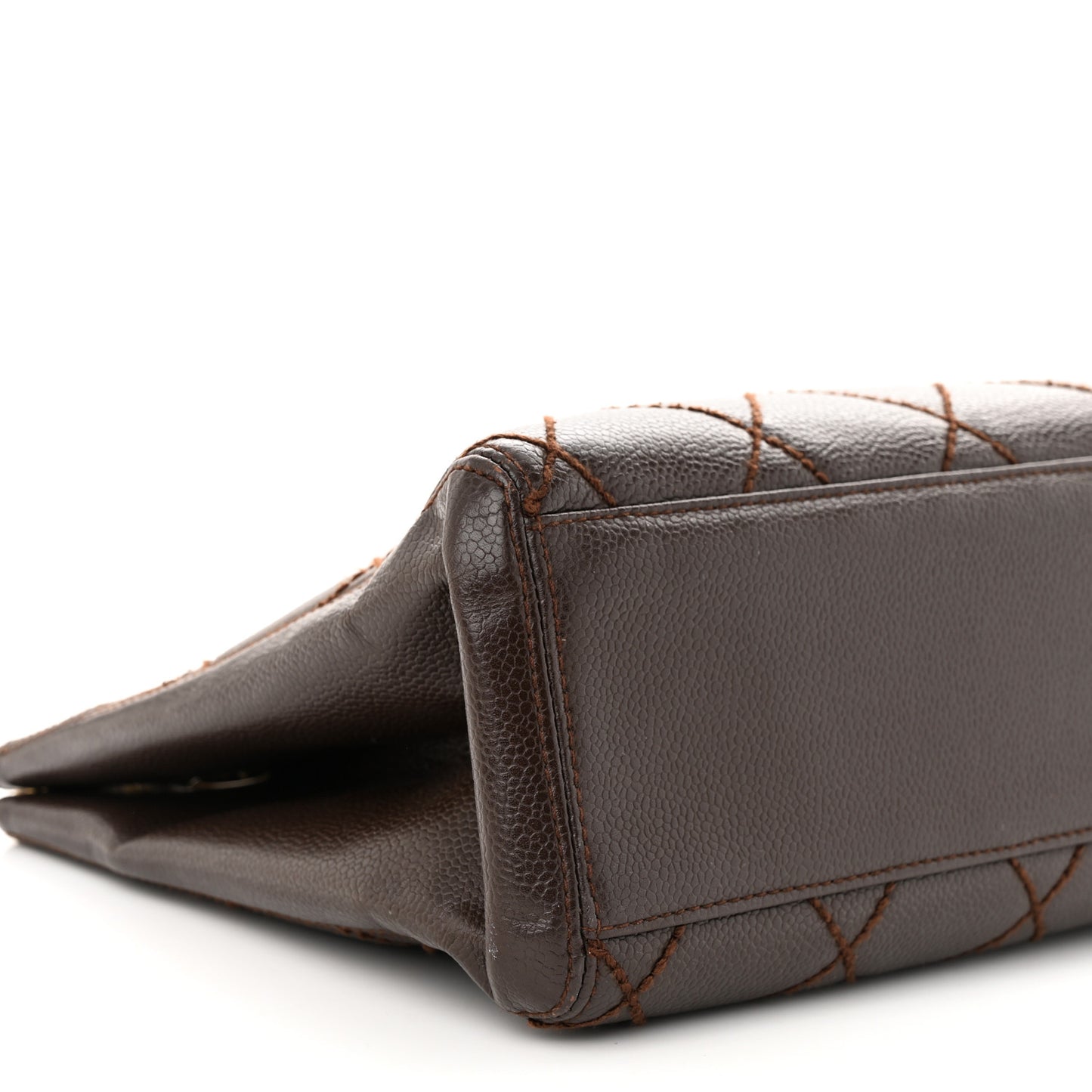 Caviar Quilted Shopping Tote Dark Brown