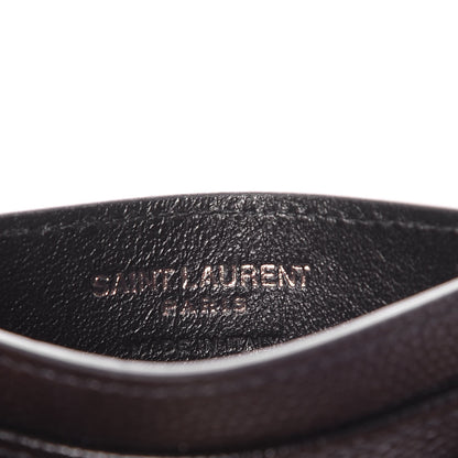 Saint Laurent Grain De Poudre Matelasse Chevron Monogram Credit Card Case Black 7 of 8