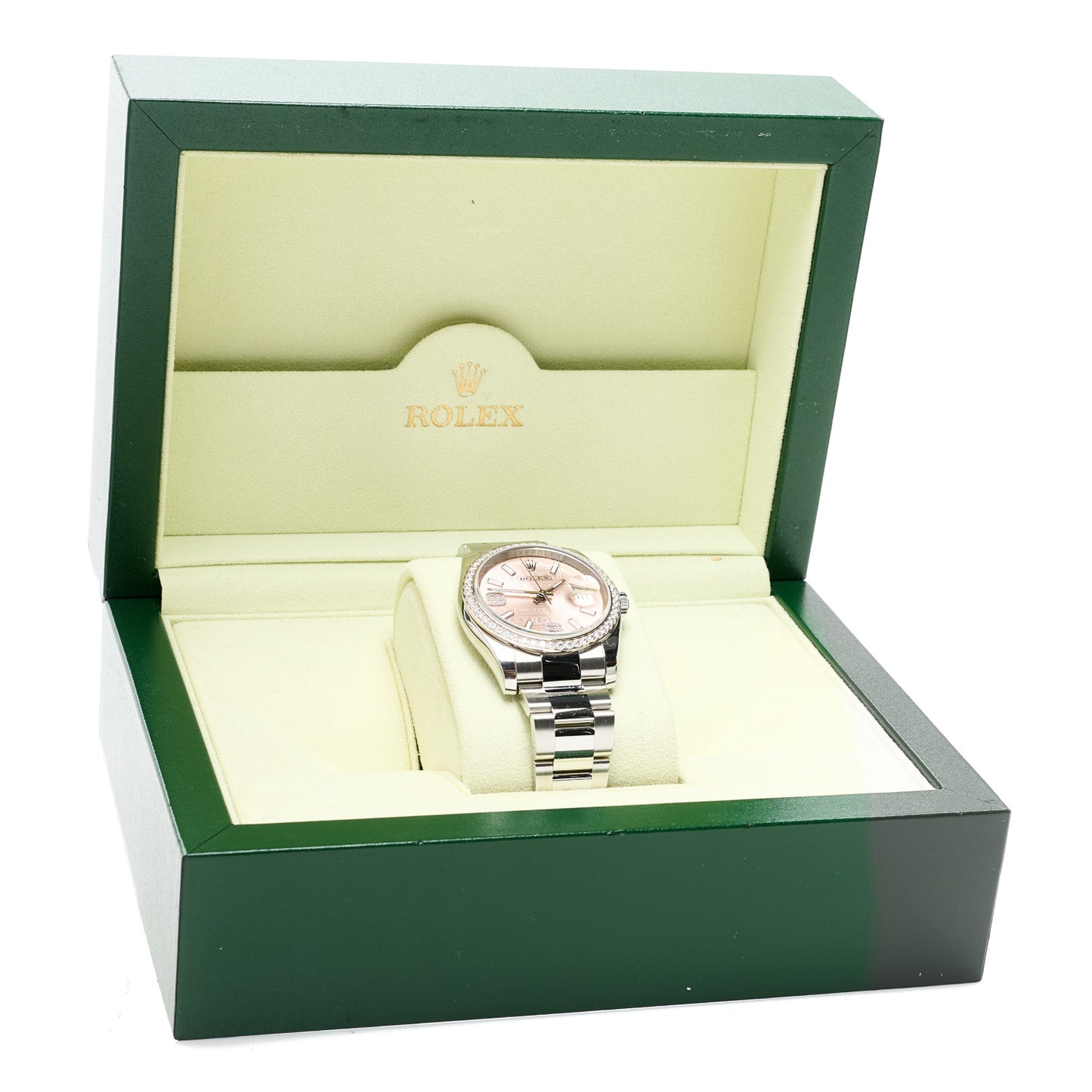 Stainless Steel Diamond Bezel 36mm Oyster Perpetual Datejust Watch Pink 116244