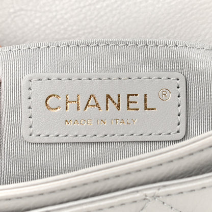 Chanel Calfskin Quilted Top Handle Flap Light Grey 6 of 9
