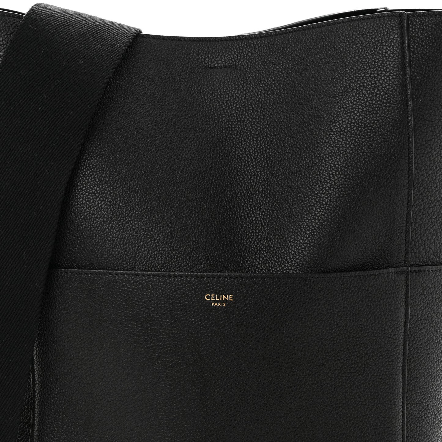 Soft Grained Calfskin Sangle Bucket Bag Black