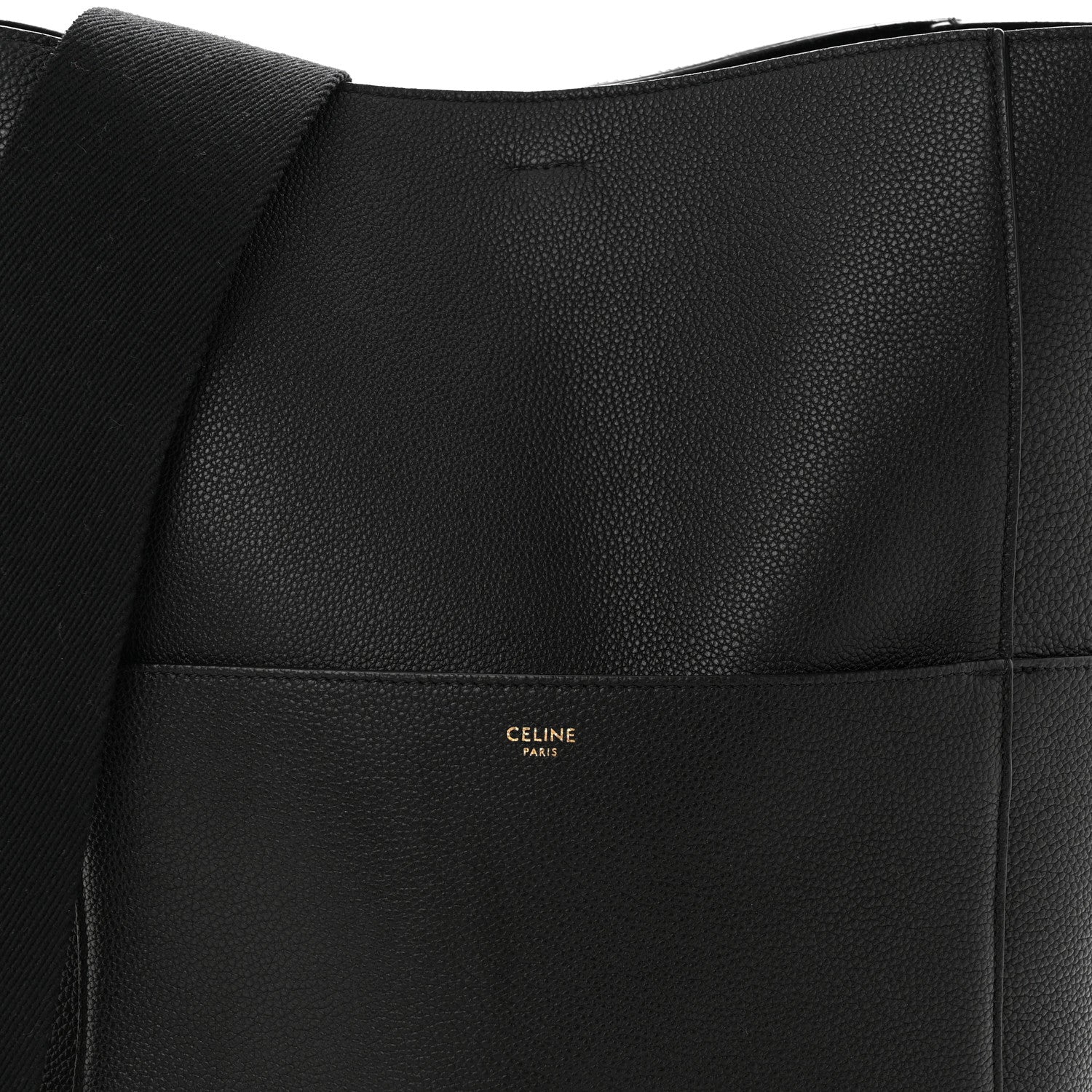 Celine Soft Grained Calfskin Sangle Bucket Bag Black 7 of 9