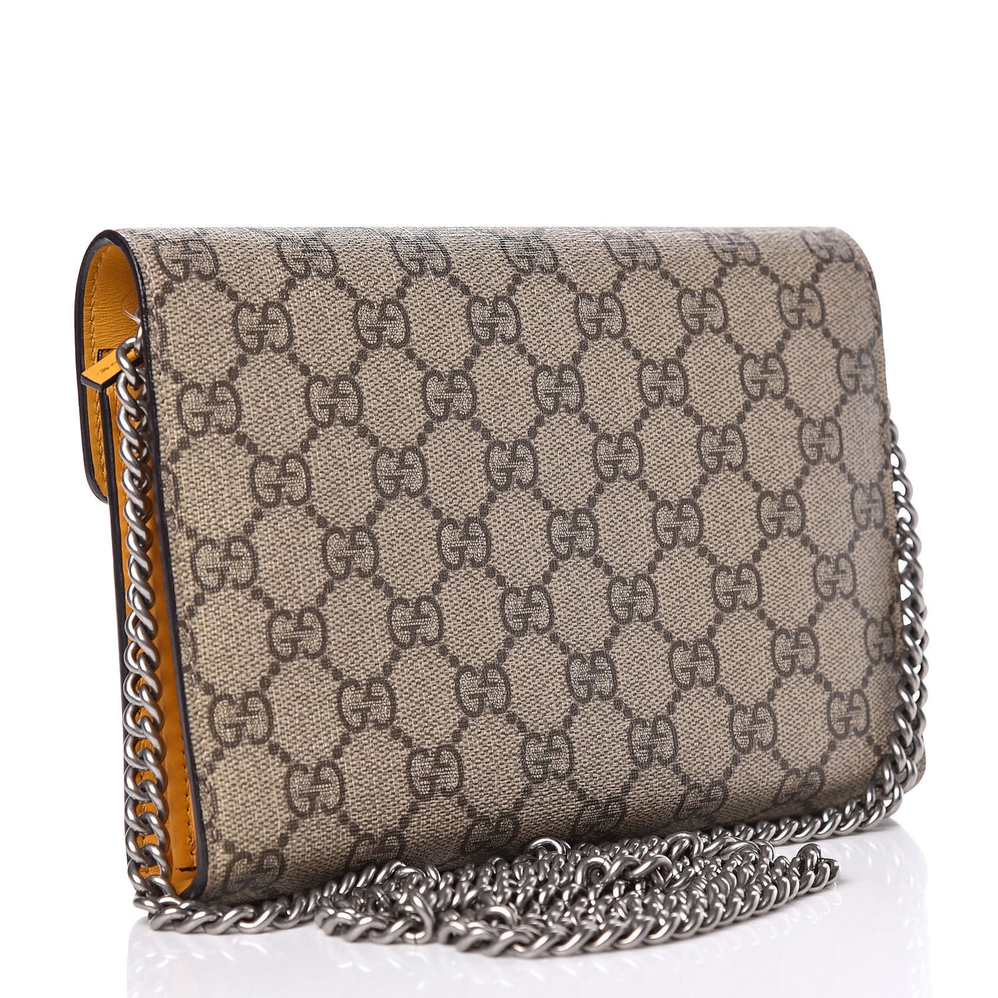 GG Supreme Monogram Mini Dionysus Chain Wallet Beige Yellow