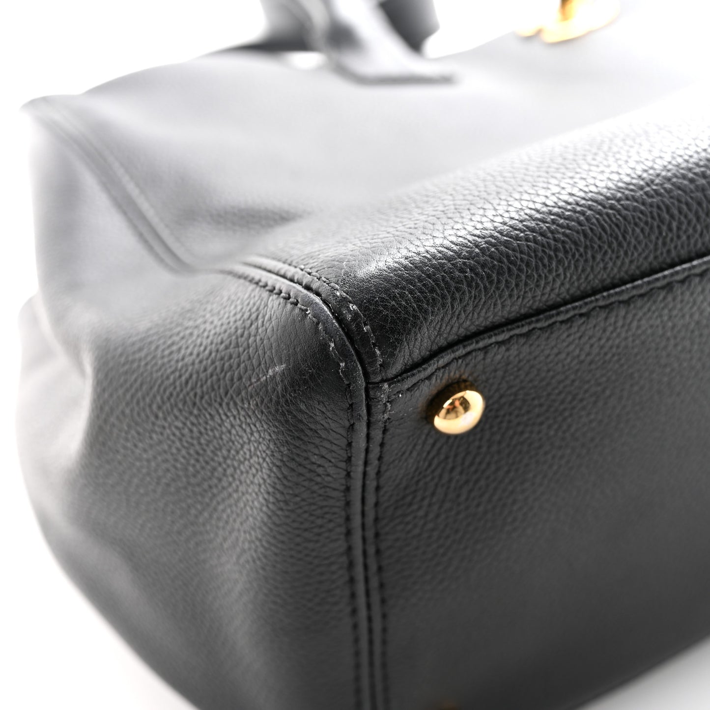 Calfskin Cerf Executive Shopper Tote Black