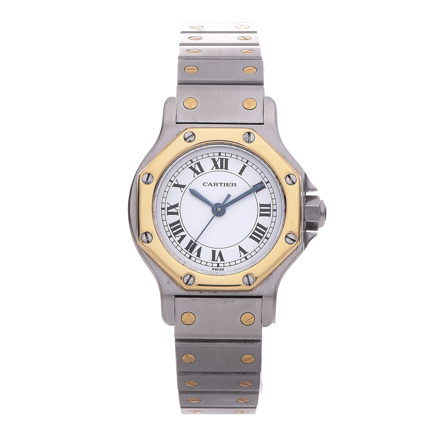 Stainless Steel 18K Yellow Gold 25mm Santos Octagon Automatic Watch