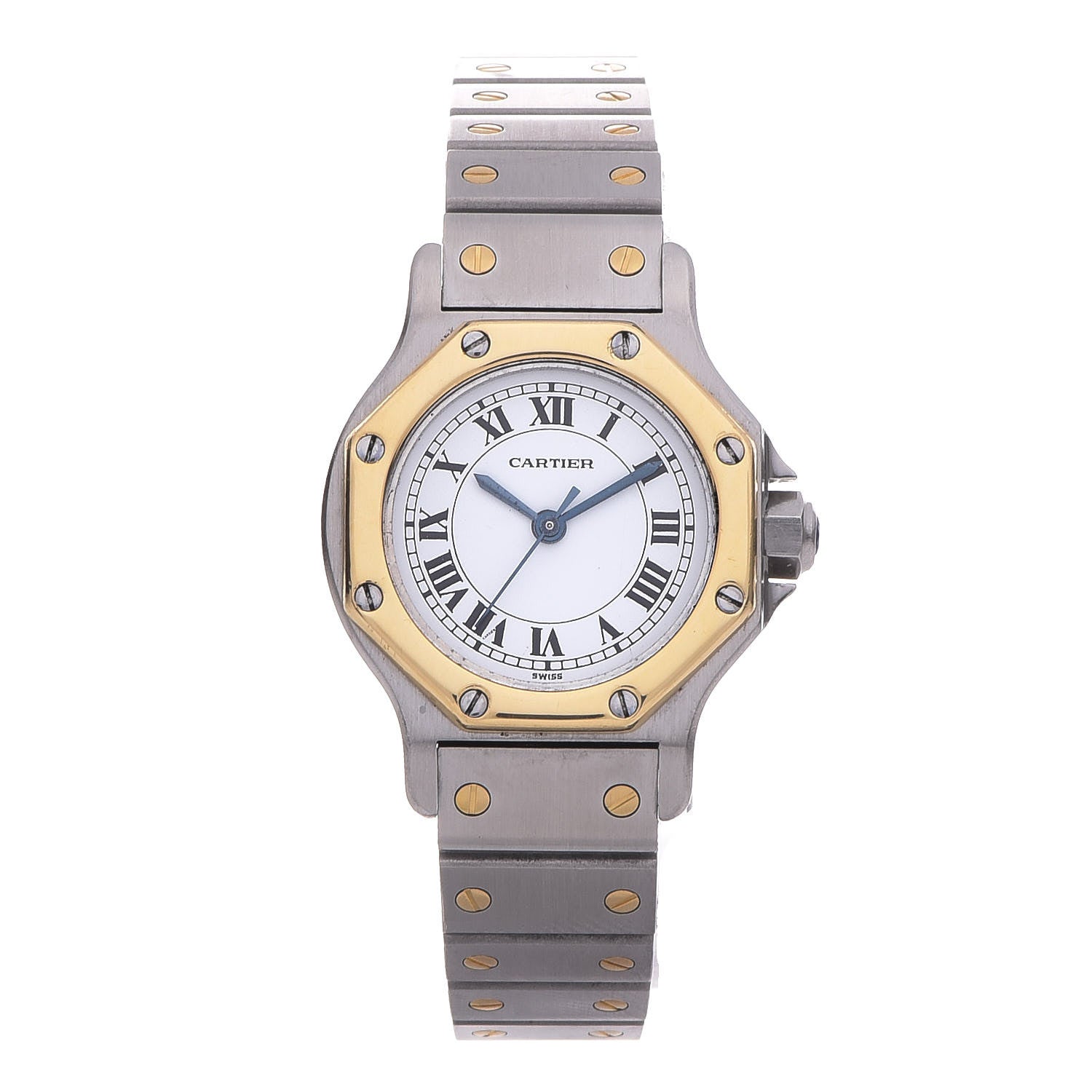 Cartier Stainless Steel 18K Yellow Gold 25mm Santos Octagon Automatic Watch 1 of 8