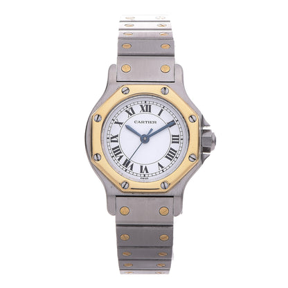 Cartier Stainless Steel 18K Yellow Gold 25mm Santos Octagon Automatic Watch 1 of 8