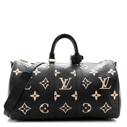 Louis Vuitton Empreinte Monogram Keepall Bandouliere 45 Black Beige 1 of 13