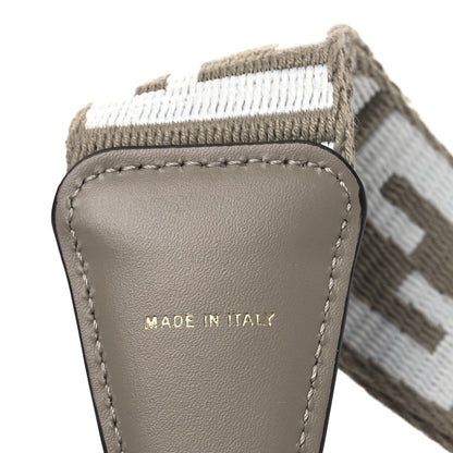 Fendi Jacquard Ribbon Vitello King FF Bi-Color Intreccio Adjustable Strap You Tortora White Anthracite 4 of 5