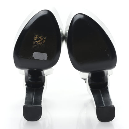 Saint Laurent Metallic Patent Jodie 95 Platform Sandals 37 Silver 5 of 8