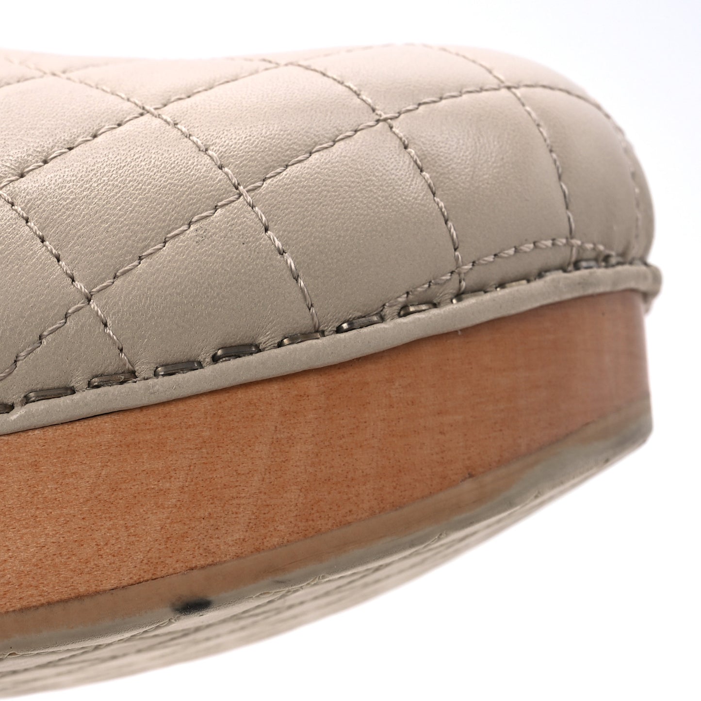 Lambskin Quilted CC Clogs 38 Beige