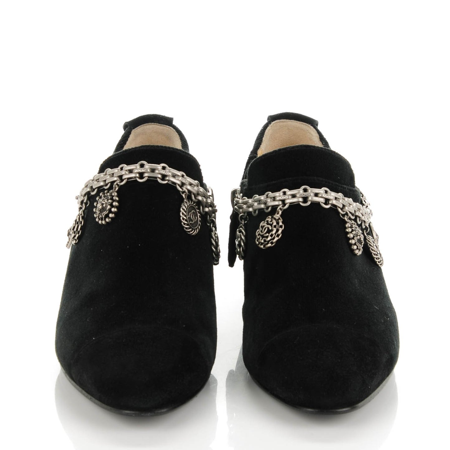 Velvet Suede Charm Chain Short Boots 35.5 Black