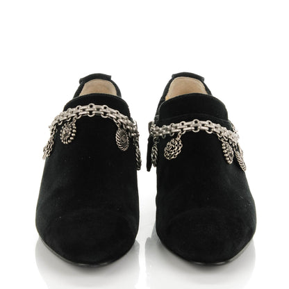 Chanel Velvet Suede Charm Chain Short Boots 35.5 Black 2 of 8