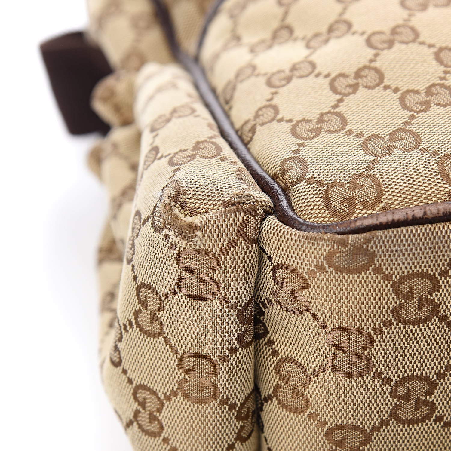 Gucci Monogram Natural Pigskin Large Diaper Bag Beige Ebony Cocoa Dark Chocolate 11 of 15