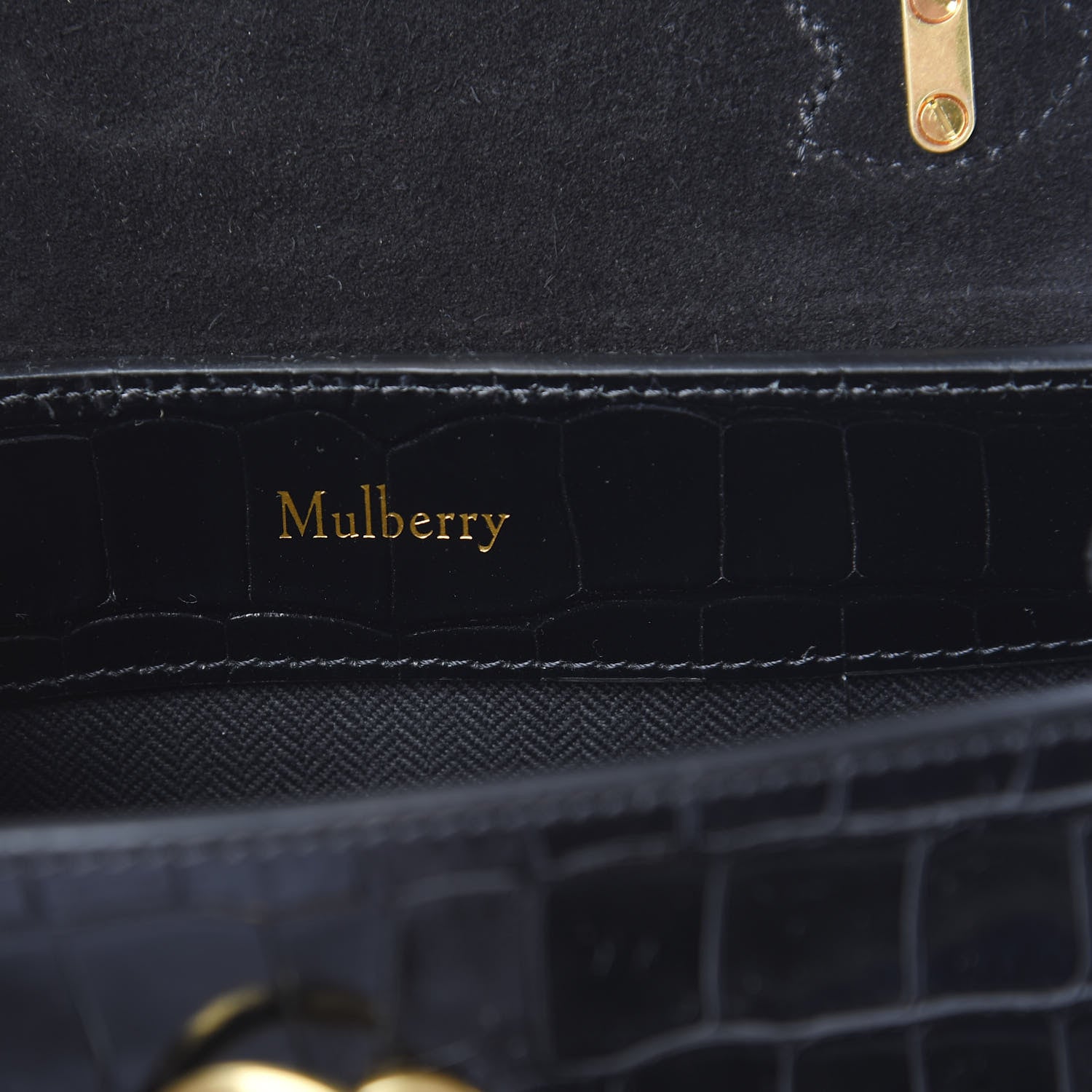 Mulberry Shiny Croc Calfskin Embossed Micro Seaton Black 5 of 8