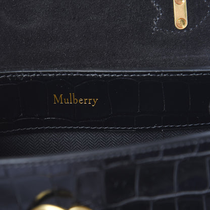 Mulberry Shiny Croc Calfskin Embossed Micro Seaton Black 5 of 8
